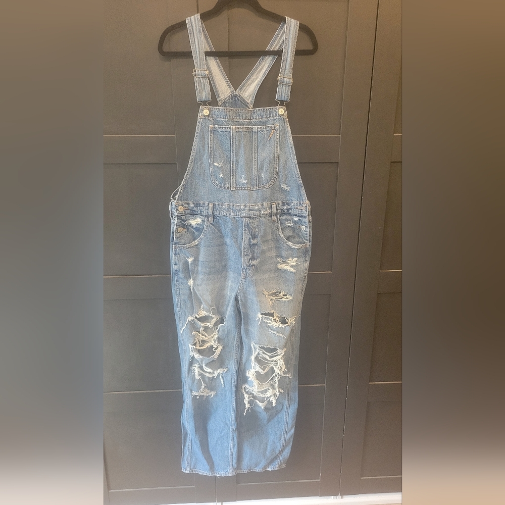 American Eagle Distressed Denim Overalls